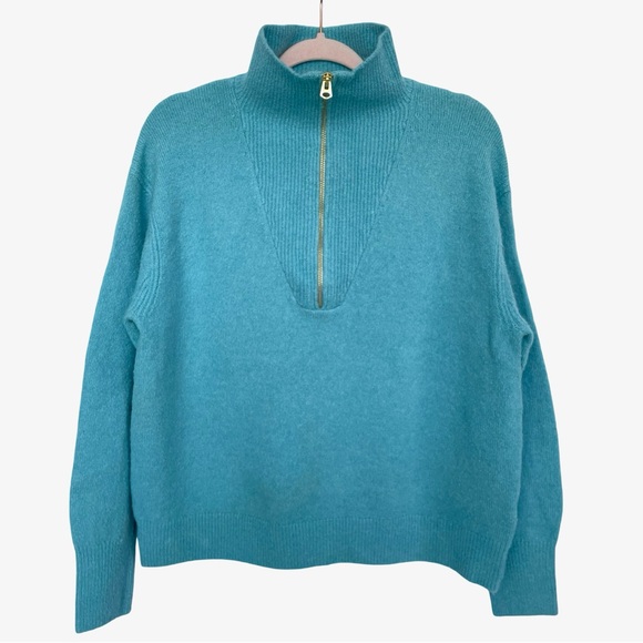 J. Crew Half-Zip Sweater Sea Blue Medium NWT - Picture 4 of 16
